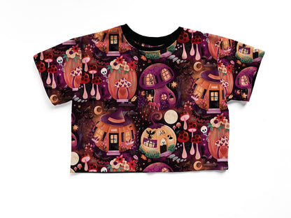 Adult + kids  - Oversized Pumpkin Lore Fairy Houses Whimsi Bamboo Boxy shirt! Skelly friends + fairies! Fae Lore