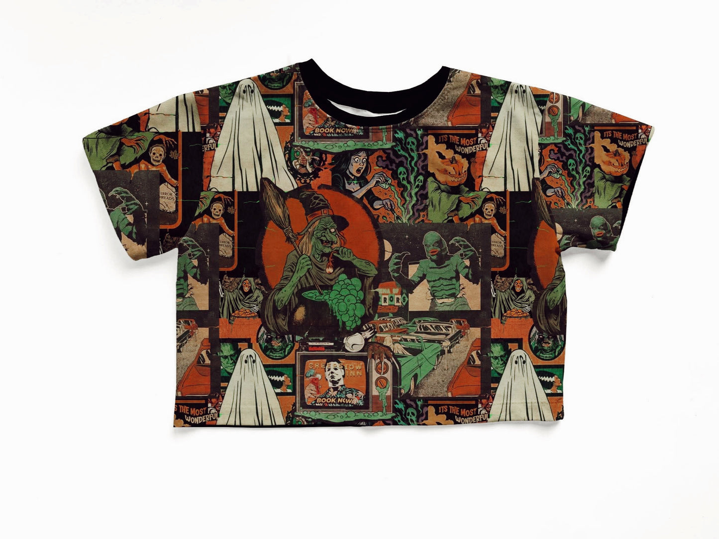Adult + kids  - Oversized Vintage Witch Moody 1980s TV + Creature Halloween Spooky characters Bamboo Boxy shirt!