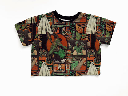 Adult + kids  - Oversized Vintage Witch Moody 1980s TV + Creature Halloween Spooky characters Bamboo Boxy shirt!