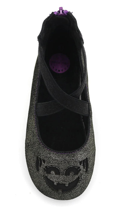 Ready to Ship! The McWitchy BLACK shimmer Boo Bucket Halloween Ballet Flats! Kids + Adult! Spooky BLACK
