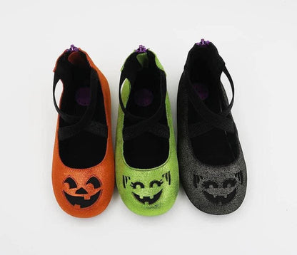 Ready to Ship! The McWitchy BLACK shimmer Boo Bucket Halloween Ballet Flats! Kids + Adult! Spooky BLACK