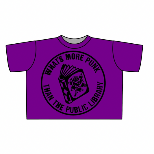 Adult- Nothing is More Punk than the Public Library Retrocore Alt Purple Bamboo Boxy Shirt!