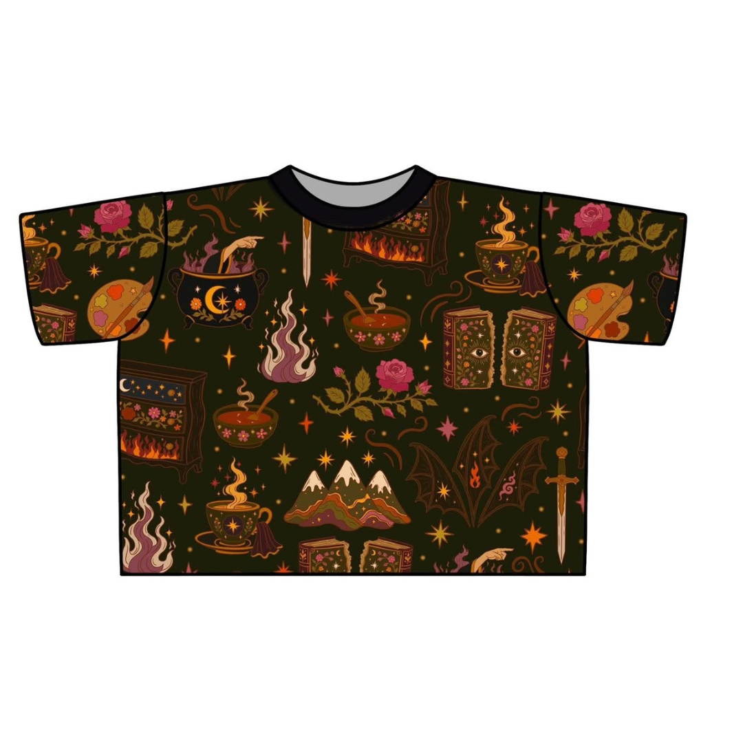 Adult- ACOTAR inspired Moody Gem Tones Bamboo Boxy Shirt! Feyre!