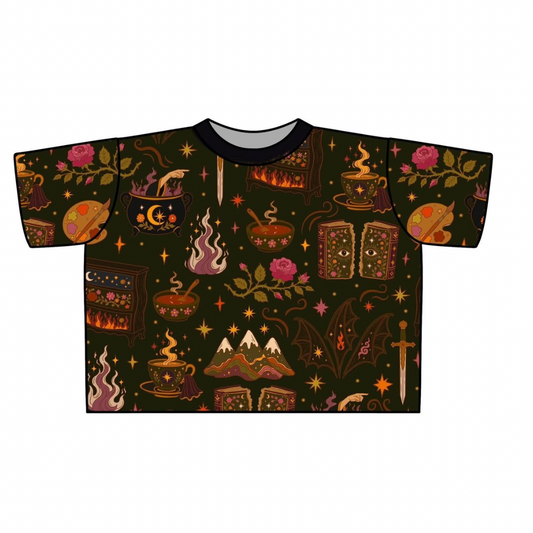 Adult- ACOTAR inspired Moody Gem Tones Bamboo Boxy Shirt! Feyre!