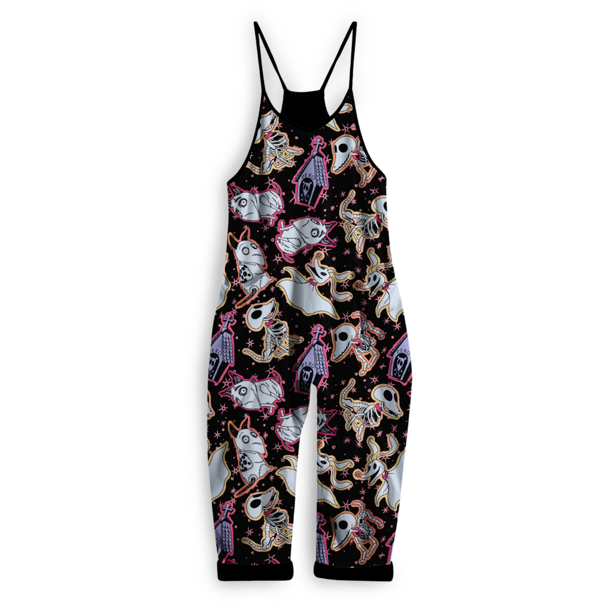 Ready to SHip! Kids + Adult Spooky Soft goth Burton Pup Undead Sidekicks BamBOOOO Overalls! Not So Scary!