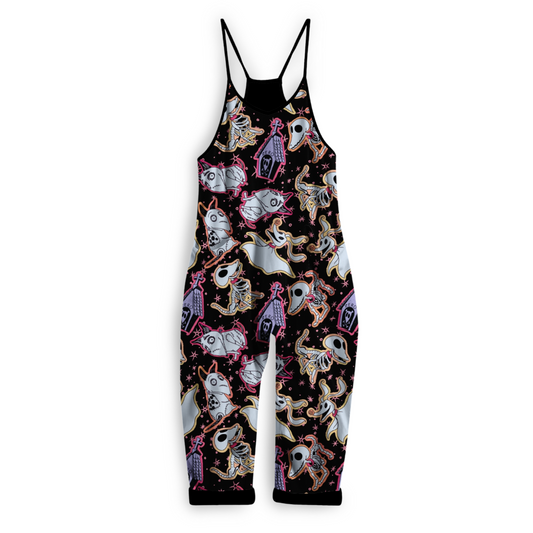 Kids + Adult Spooky Soft goth Burton Pup Undead Sidekicks BamBOOOO Overalls