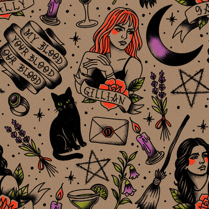 1990s Kids + Adult Witchy Practically Magic Bohemian Flowy Overalls! Broomsticks + spells 🖤🎃