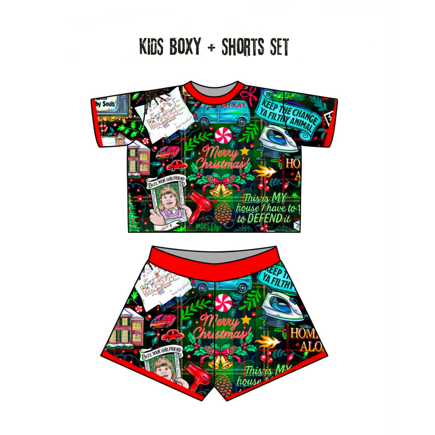 Kids Kevinnn Boxy + Boxer Lounge Set! Oversized Tshirt + Shorts! Matching Family! Movie Magic! Buzz Girlfriend