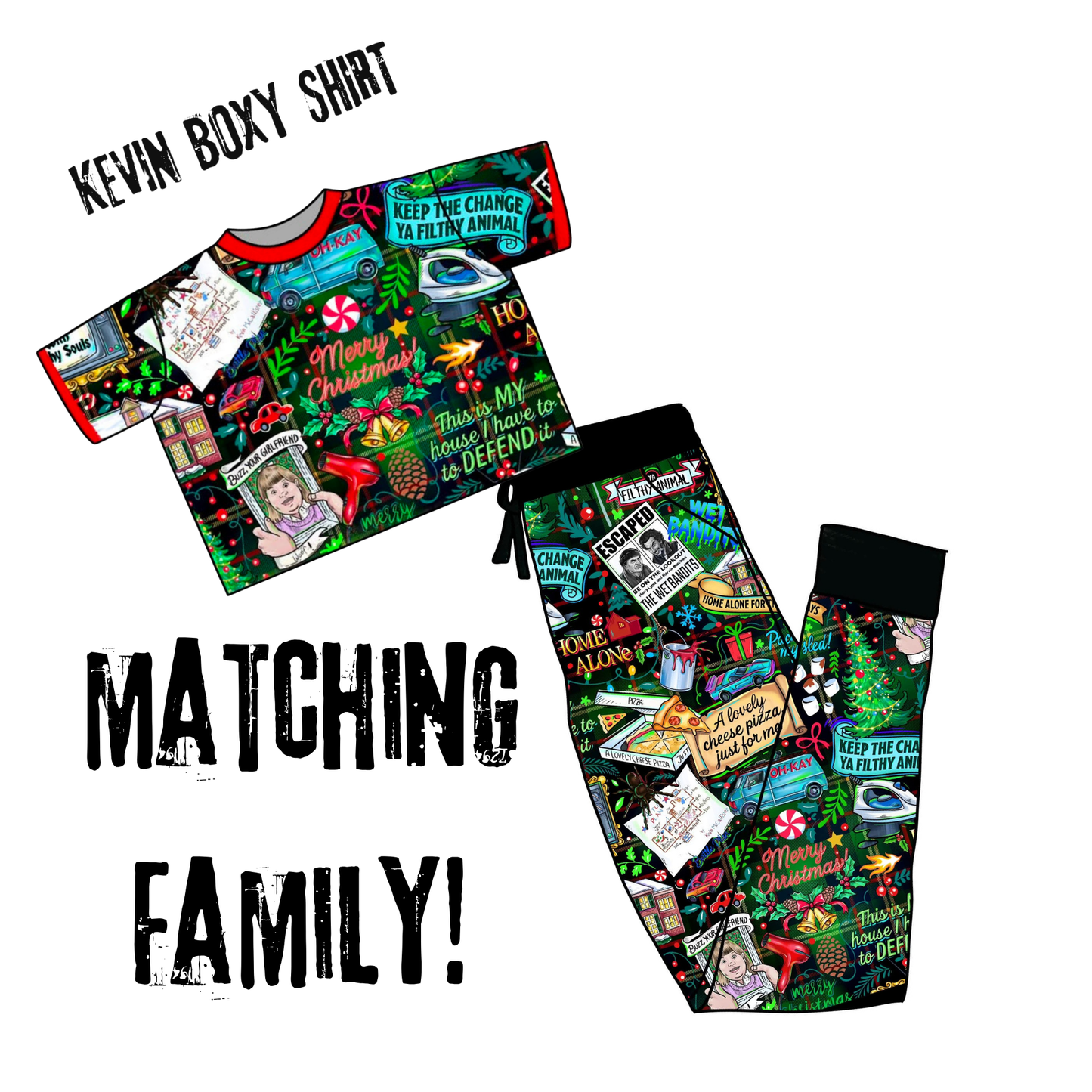 ADULT KEVINNN movie magic matching family christmas Joggers! Wet bandits!