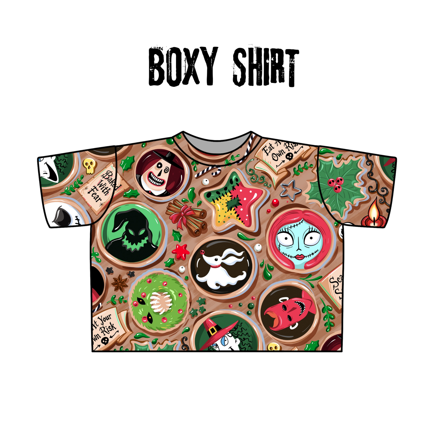 Adult + kids  - Baking cookies with Jack bamboo Christmas Boxy Lounge Shirt!