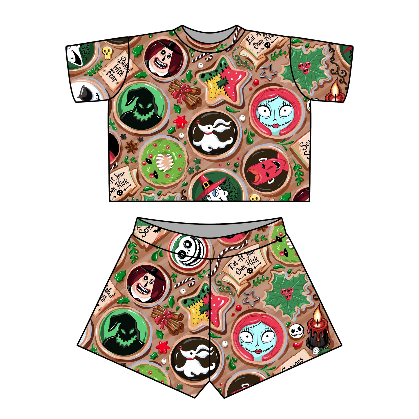 Adult + kids  - Baking cookies with Jack bamboo Christmas Boxy Lounge Shirt!