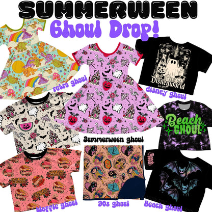 Kids + Adult-- Batty Beach Ghoul Stardust Oversized Boxy Shirt! Not Cropped! Pastel Goth