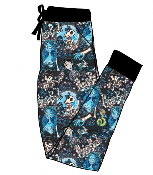 NEW Ready to Ship- Cute Gothy Cadaver Bride Joggers!  Friends + Moments!