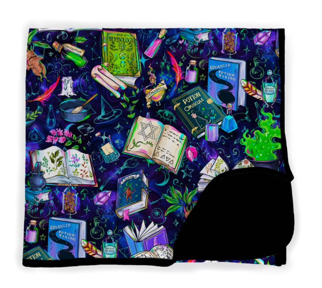 Ready to ship -MAGICAL WIZARD BAMBOO QUILTED BLANKET! 3 SIZES! Potions Class Bamboo Wizard Blanket! Magical Moments + cauldron + Wizard vibes!