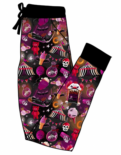 Ready to ship - Carnival Spooky Bamboo Joggers! Hearse Bumper Cars + Win a dead fish!