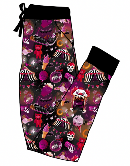 Ready to ship - Carnival Spooky Bamboo Joggers! Hearse Bumper Cars + Win a dead fish!