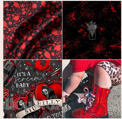 SLASHER KIDS + ADULT Black + Red Blood Splatter Boxy Shirt! Spooky Oversized Horror 90s! Scoop Neck!
