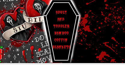 Ready to ship - BAT SHAPED The 90s Horror Slasher Summer Red + Black SCREAM Bamboo Blanket!