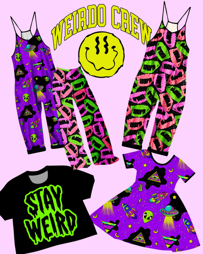 Adult: Dopamine Halloween Neon Vampire Teeth Bamboo Ghoulchella Pants! Wide Leg!