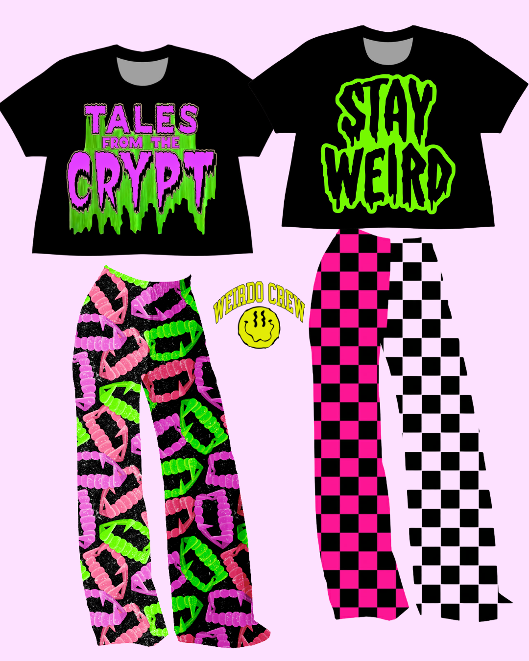 Kids + Adult-- Neon Green Stay Weird Bamboo Oversized Boxy Graphic Tshirt! NOT CROPPED