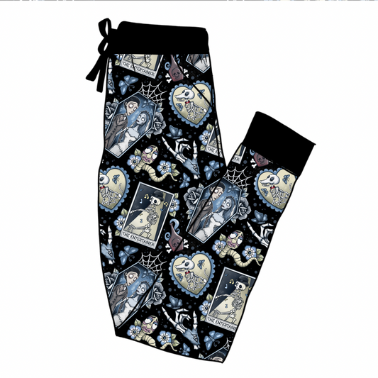 Adult: The Corpse Undead Bride Bamboo Joggers! Fav Couple + Friends. Vintage Soft Goth!