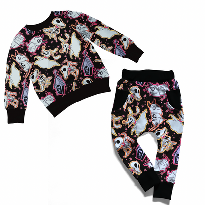 Ready to ship! Burton PUPS COZY Winter set! Undead Sidekicks Two Piece French Terry Oversized Joggers + Crew No So Scary!