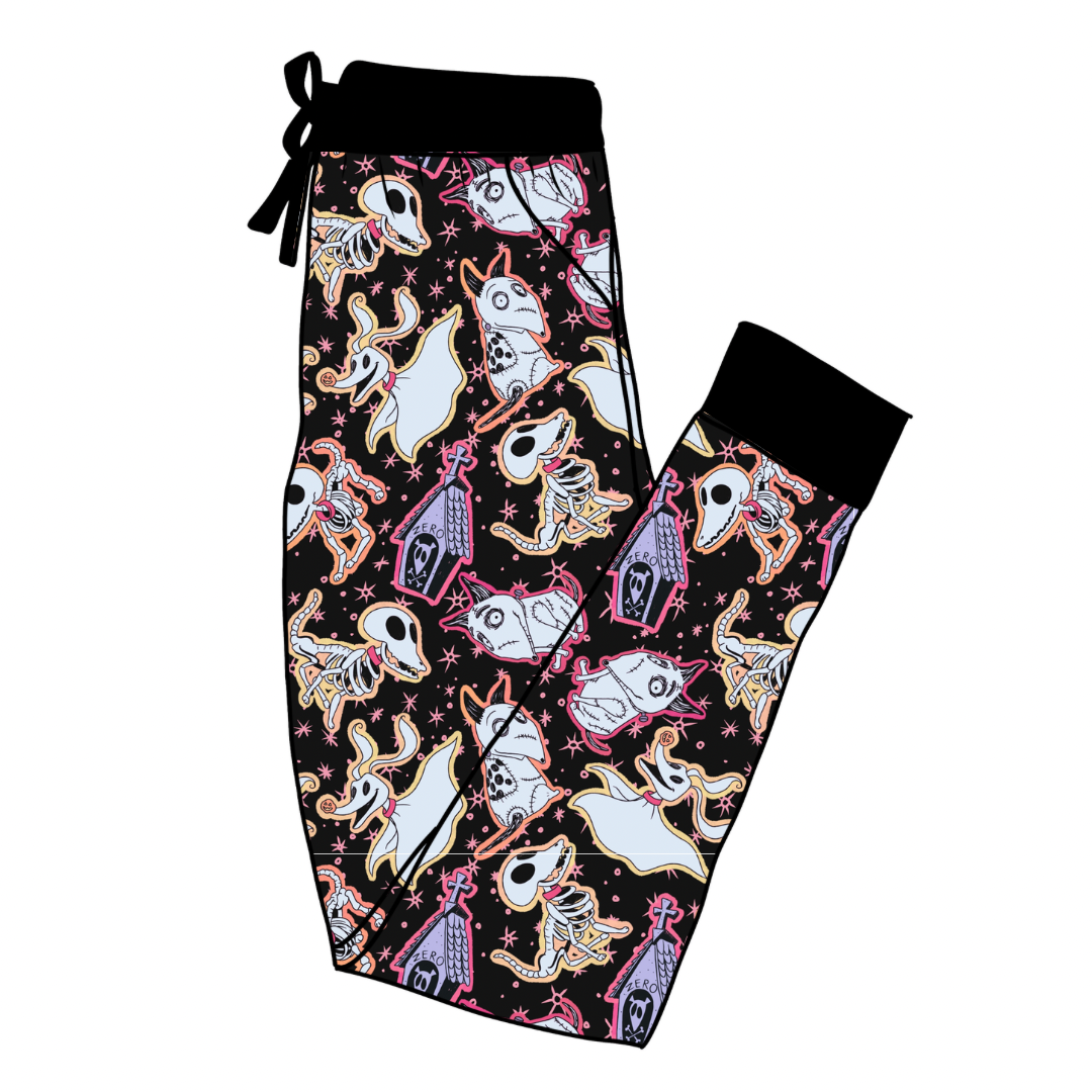Ready to ship! Adult Burton Pups + Bright and Spooky Undead Sidekicks Adult Joggers! Besties Not So SCARY!