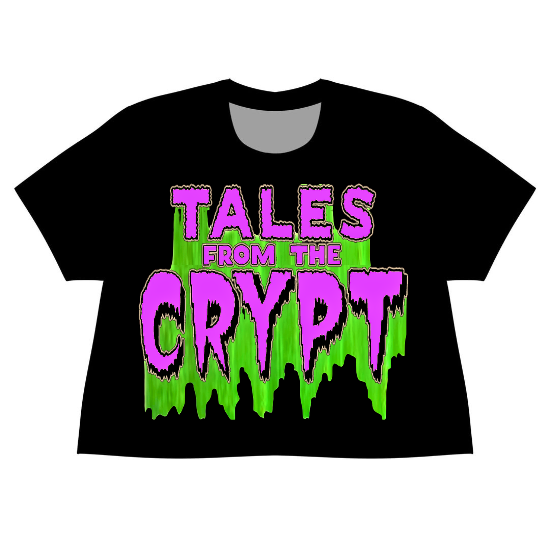 Adult-- LOGO Neon Tales from the Crypt Bamboo Graphic Shirt! Retro 90s spooky! LOGO