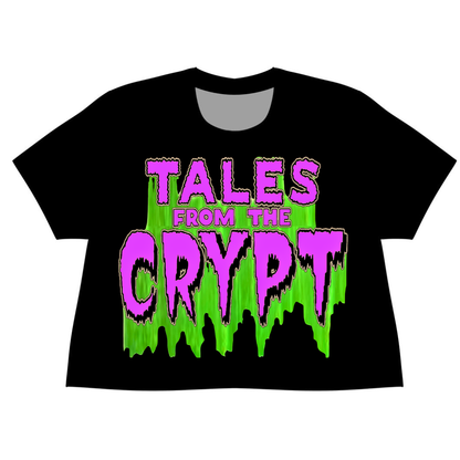 Adult-- LOGO Neon Tales from the Crypt Bamboo Graphic Shirt! Retro 90s spooky! LOGO