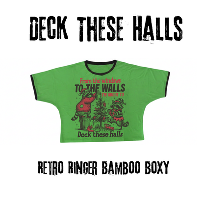 Adult + kids  - Deck The Halls Trash Besties Christmas Graphic Bamboo Boxy Shirt!