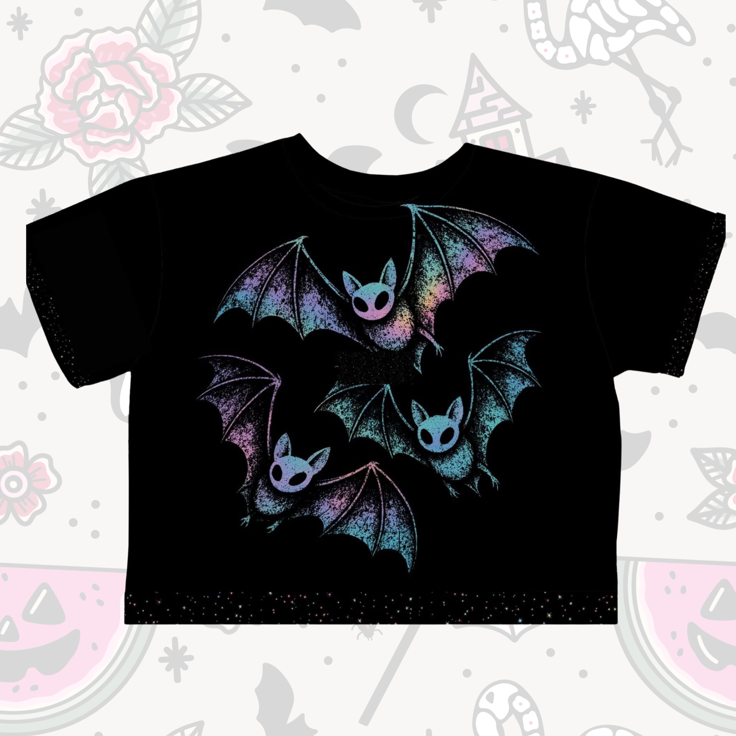 Kids + Adult-- Plain Batty Ghoul Stardust Oversized Boxy Shirt! Not Cropped! Pastel Goth