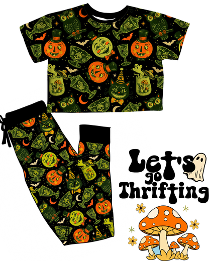 Adult Thriftcore Spooky Home Bamboo Boxy Shirts! Merry Mushroom + Vintage Halloween Magic!