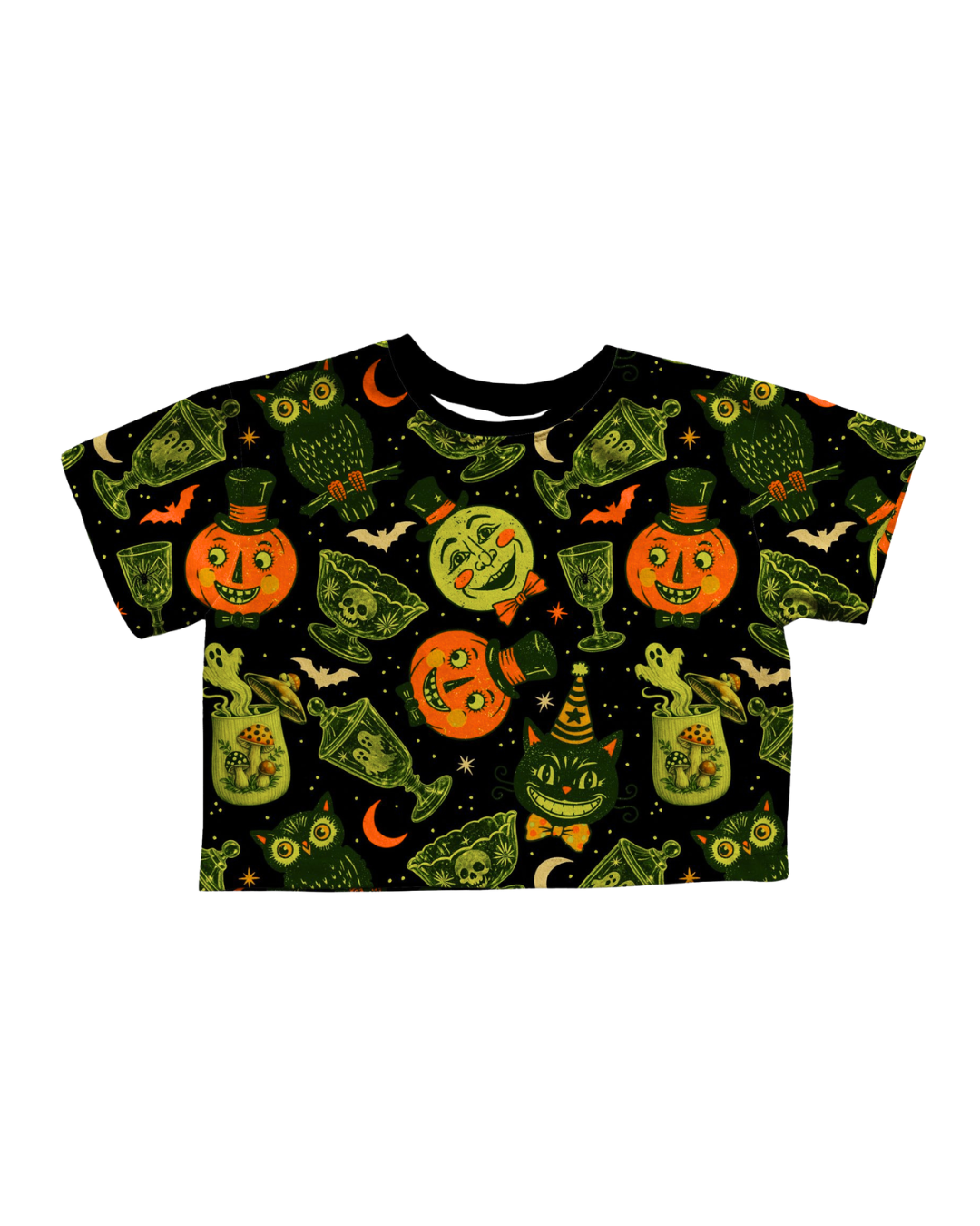 Adult Thriftcore Spooky Home Bamboo Boxy Shirts! Merry Mushroom + Vintage Halloween Magic!