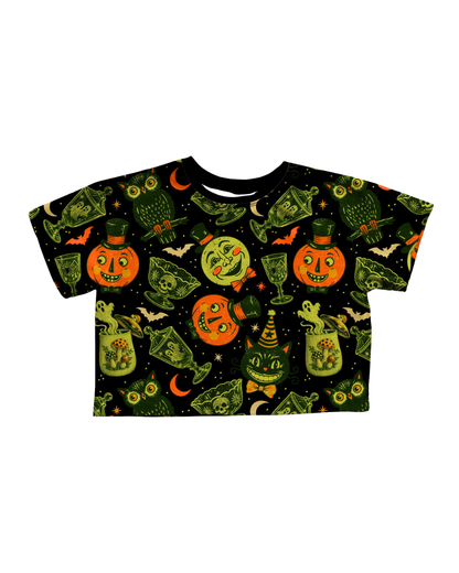 Adult Thriftcore Spooky Home Bamboo Boxy Shirts! Merry Mushroom + Vintage Halloween Magic!