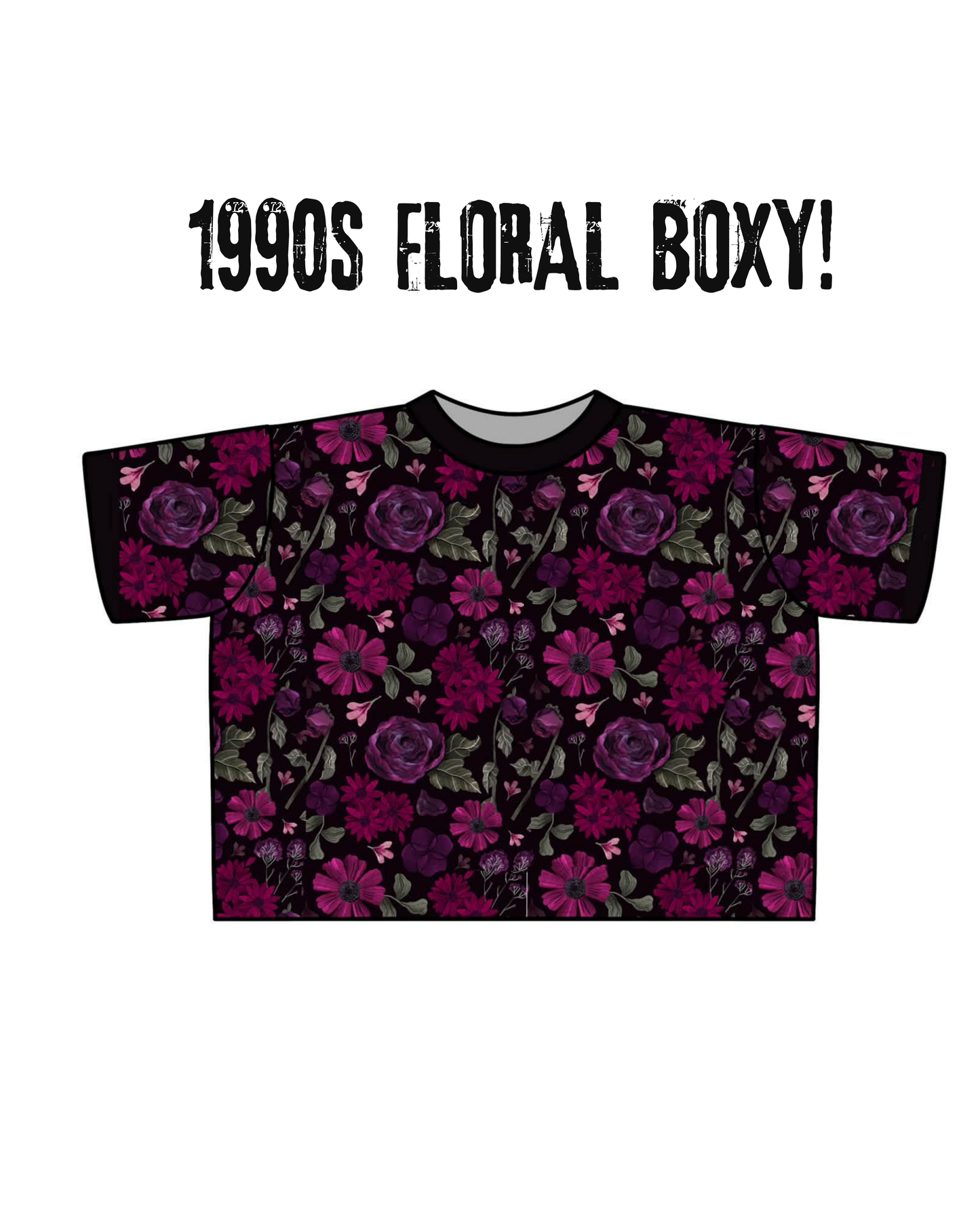 Adult + kids  - 1990s Oversized Moody Floral Bamboo Boxy Shirt. Dried Floral + Magical!