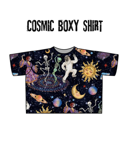 Adult + kids  - 1990s Cosmic Cryptid Bamboo boxy Shirt! Love One Another! Magical Universe!