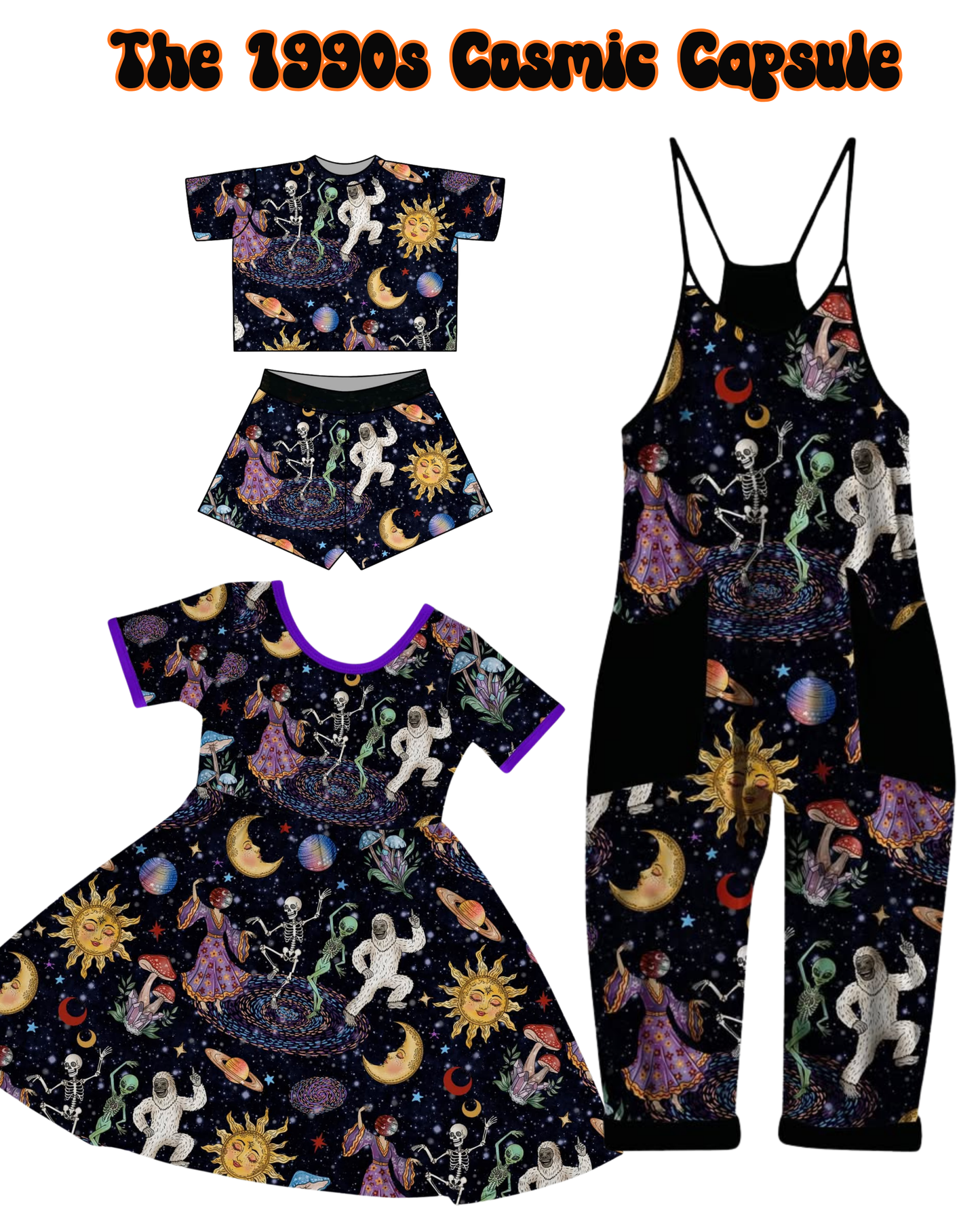 Adult + kids  - 1990s Cosmic Cryptid Bamboo boxy Shirt! Love One Another! Magical Universe!