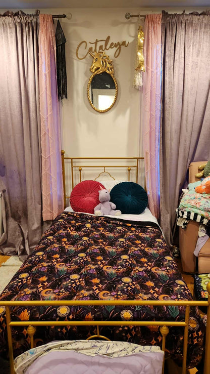 NEW Ready to Ship- OSTARA BAMBOO DOUBLE SIDED BLANKET - MYSTICAL BUNNIES, MOONS + STARS