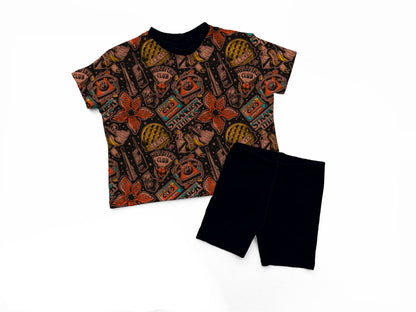 Stranger 80s Upside Down Boxy Shirt! Daywear! Pair with Joggers for set! Eleven, Hellfire!