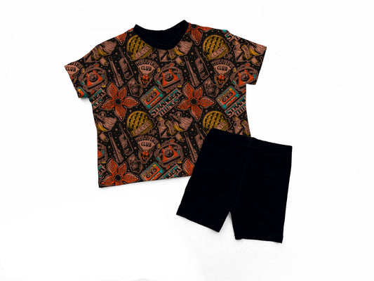 Stranger 80s Upside Down Boxy Shirt! Daywear! Pair with Joggers for set! Eleven, Hellfire!