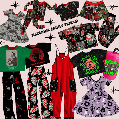 Adult Krampus + Kringle Flowy Boxer Shorts! Family Matching Jams. Naughty List!