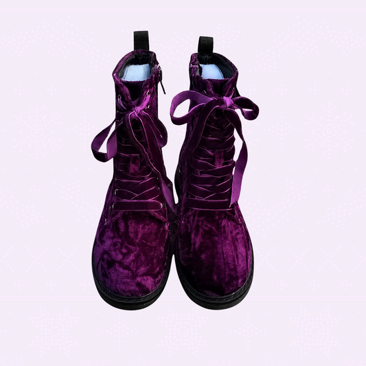 Kids + Adult 1990s Crushed Velvet Moody Purple Retro Combats!