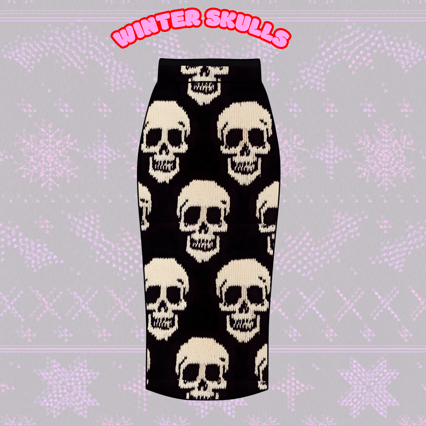 Adult-  NEW ITEM Large Punk Skulls Black + White Midi Skirt! Alt Girl! Goth Skirt!