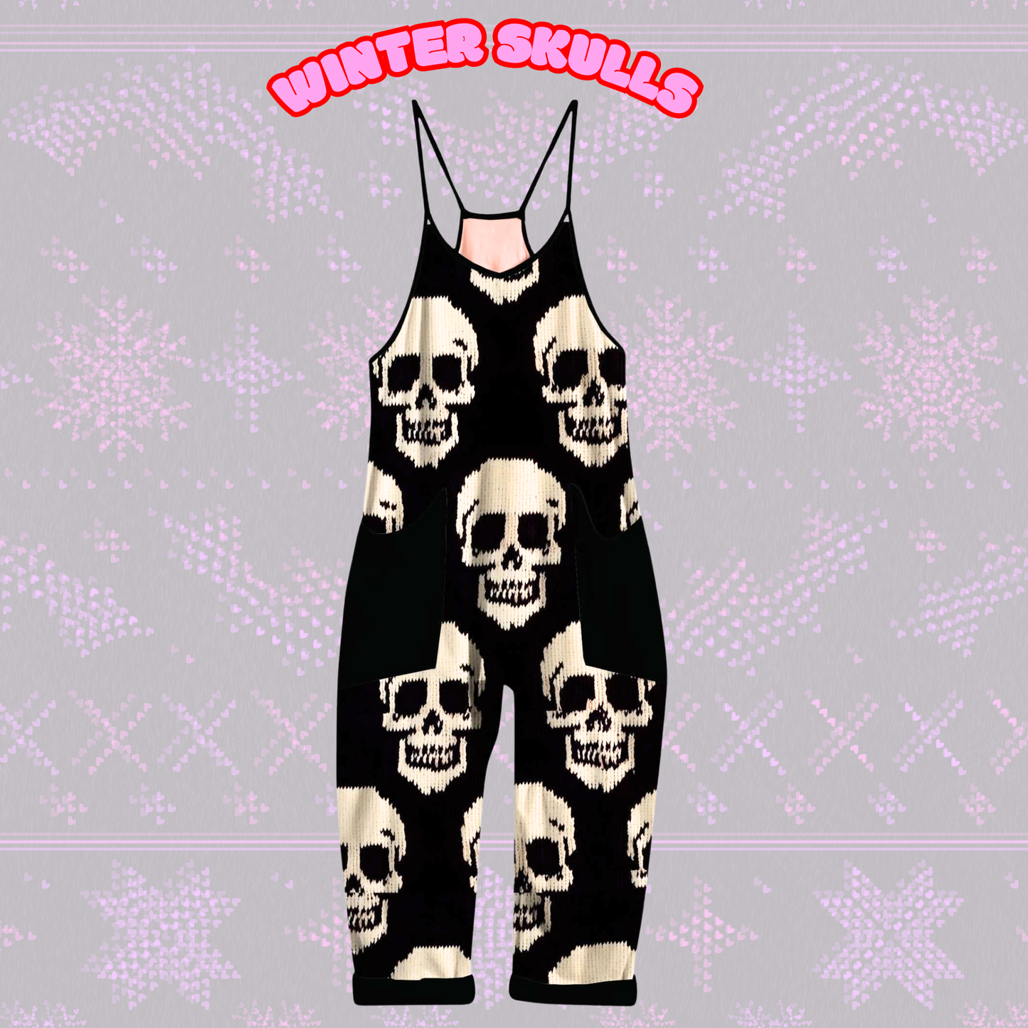 Adults + Kids Winter Large scale Skulls Overalls! Bamboo + Comfy! Layering piece!
