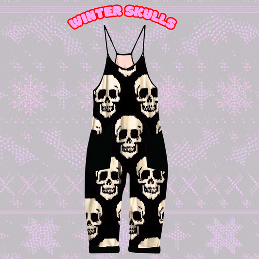 Adults + Kids Winter Large scale Skulls Overalls! Bamboo + Comfy! Layering piece!