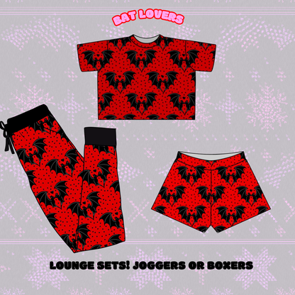 Adult Adults Bamboo Bat Lover Boxer Shorts! Red + Black + Spooky Boxers! Boxy Sold Separately
