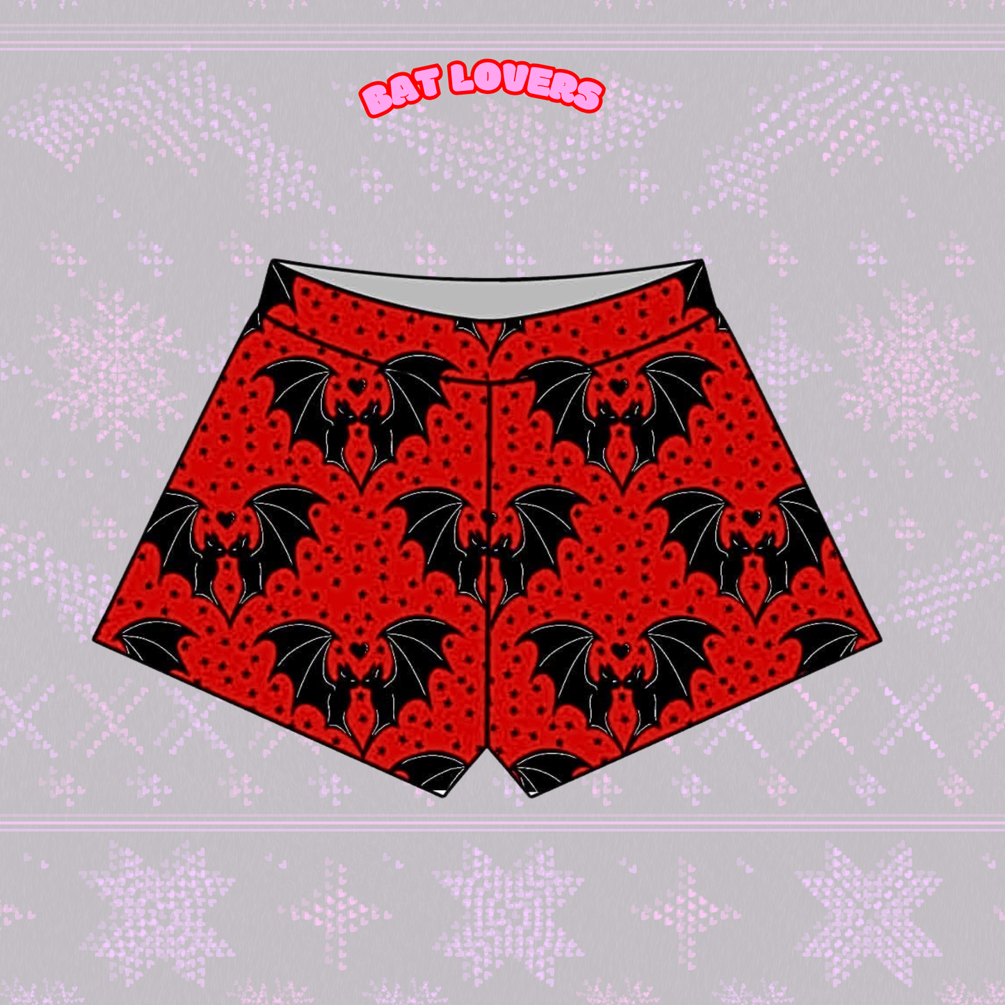 Adult Adults Bamboo Bat Lover Boxer Shorts! Red + Black + Spooky Boxers! Boxy Sold Separately