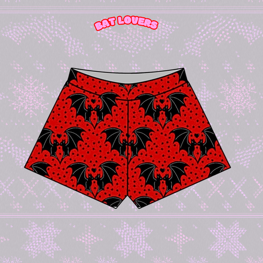 Adult Adults Bamboo Bat Lover Boxer Shorts! Red + Black + Spooky Boxers! Boxy Sold Separately