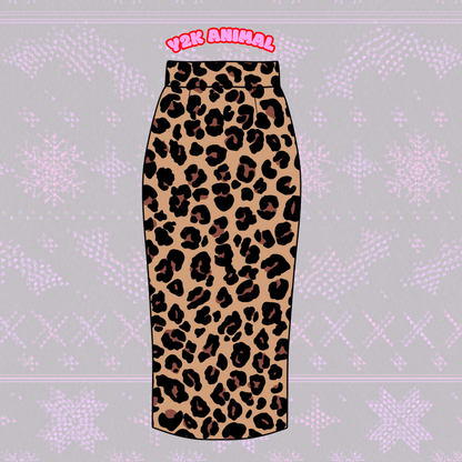 Adult-  NEW ITEM Y2K Cheetah Animals Print Bamboo Yoga Waist Midi Skirt! Cute + Comfy!