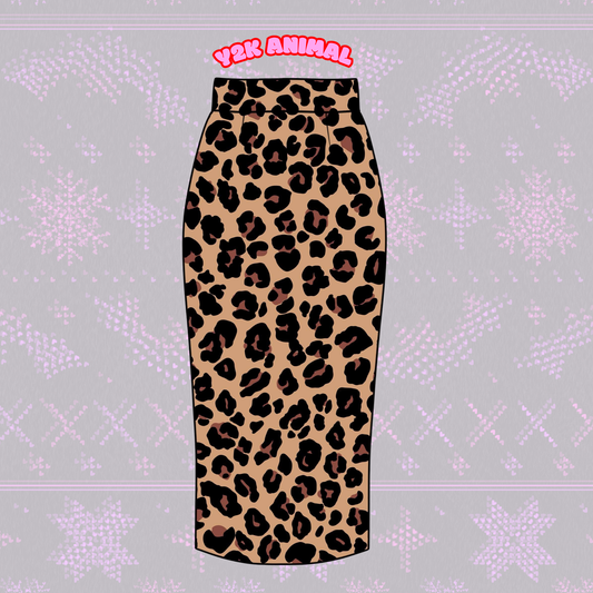 Adult-  NEW ITEM Y2K Cheetah Animals Print Bamboo Yoga Waist Midi Skirt! Cute + Comfy!